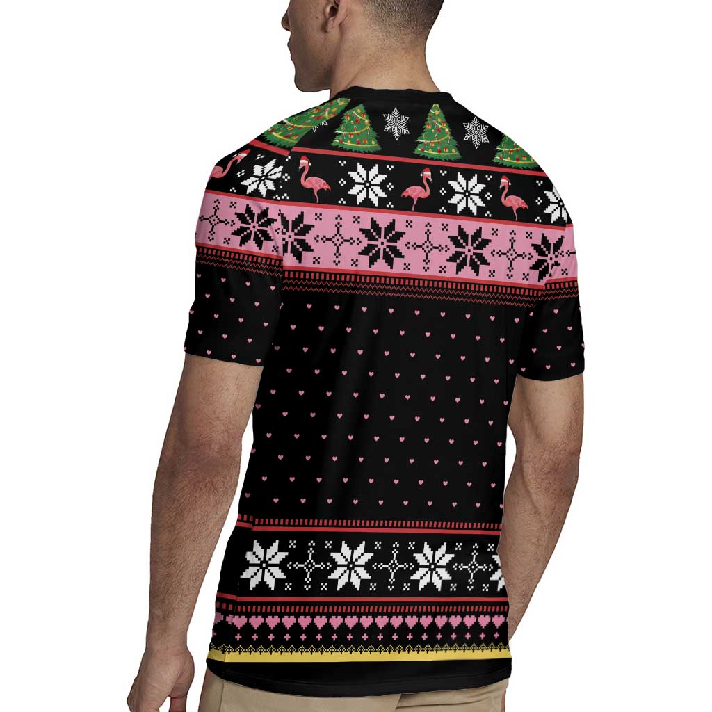 Flamingo Make Me Happy Christmas Tree Rugby Jersey Human Make My Head Hurt - Wonder Print Shop
