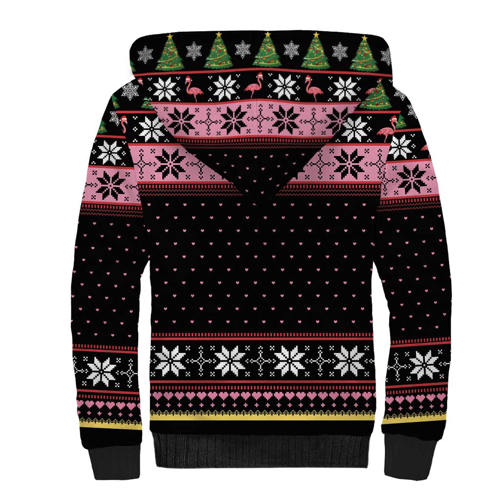 Flamingo Make Me Happy Christmas Tree Sherpa Hoodie Human Make My Head Hurt - Wonder Print Shop