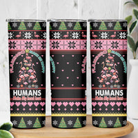 Flamingo Make Me Happy Christmas Tree Skinny Tumbler Human Make My Head Hurt - Wonder Print Shop