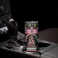 Flamingo Make Me Happy Christmas Tree Skinny Tumbler Human Make My Head Hurt - Wonder Print Shop