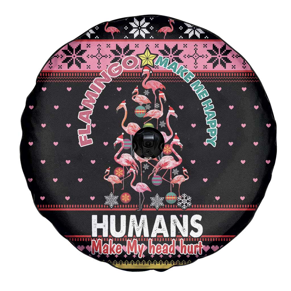 Flamingo Make Me Happy Christmas Tree Spare Tire Cover Human Make My Head Hurt - Wonder Print Shop