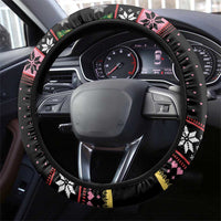 Flamingo Make Me Happy Christmas Tree Steering Wheel Cover Human Make My Head Hurt - Wonder Print Shop