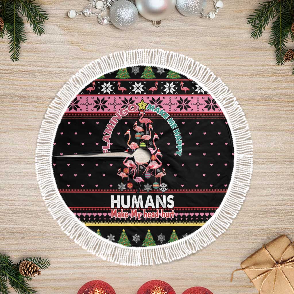Flamingo Make Me Happy Christmas Tree Tree Skirt Human Make My Head Hurt - Wonder Print Shop