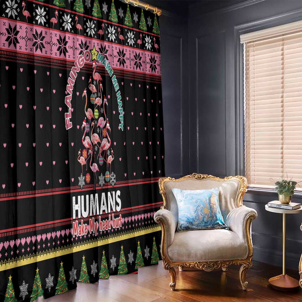 Flamingo Make Me Happy Christmas Tree Window Curtain Human Make My Head Hurt - Wonder Print Shop