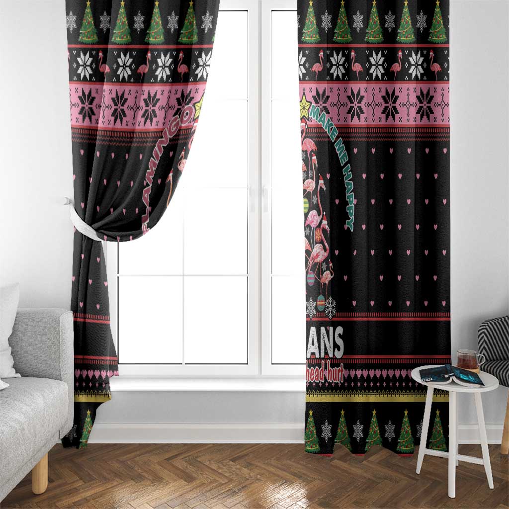 Flamingo Make Me Happy Christmas Tree Window Curtain Human Make My Head Hurt - Wonder Print Shop