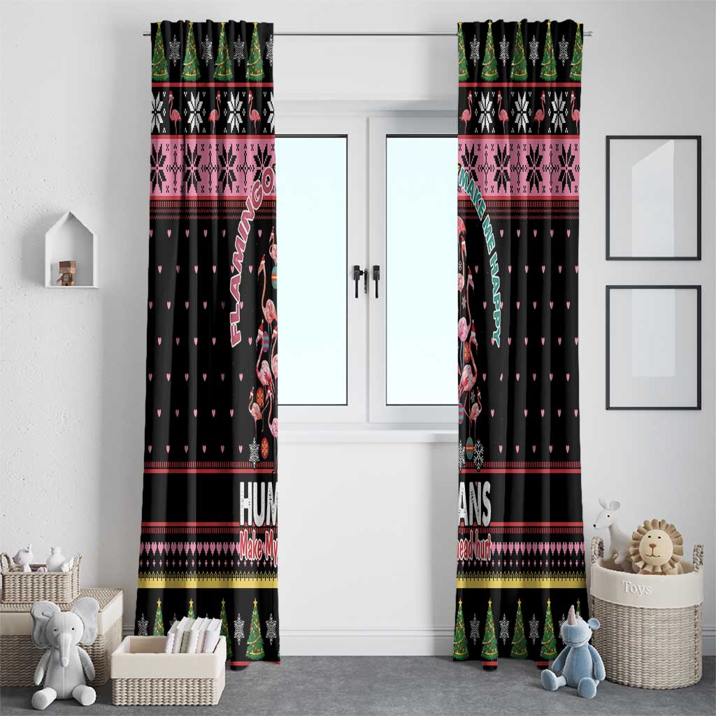 Flamingo Make Me Happy Christmas Tree Window Curtain Human Make My Head Hurt - Wonder Print Shop