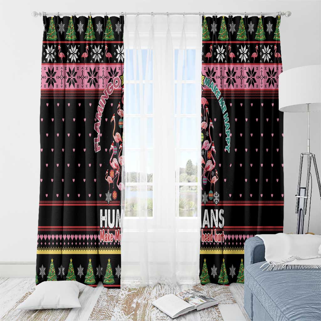 Flamingo Make Me Happy Christmas Tree Window Curtain Human Make My Head Hurt - Wonder Print Shop
