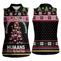Flamingo Make Me Happy Christmas Tree Women Sleeveless Polo Shirt Human Make My Head Hurt - Wonder Print Shop