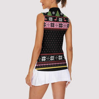Flamingo Make Me Happy Christmas Tree Women Sleeveless Polo Shirt Human Make My Head Hurt - Wonder Print Shop