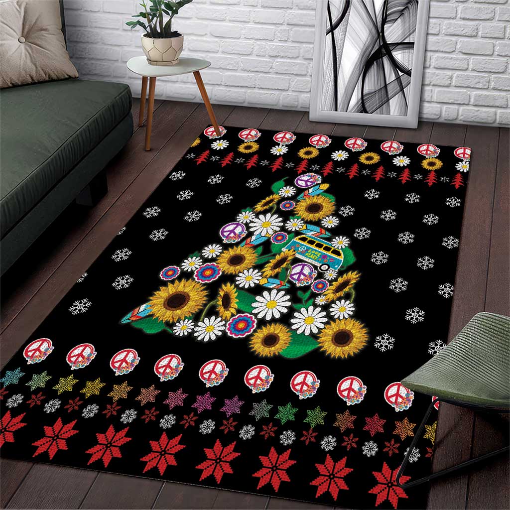 Hippie Xmas Area Rug Hippie Flower Christmas Tree - Wonder Print Shop