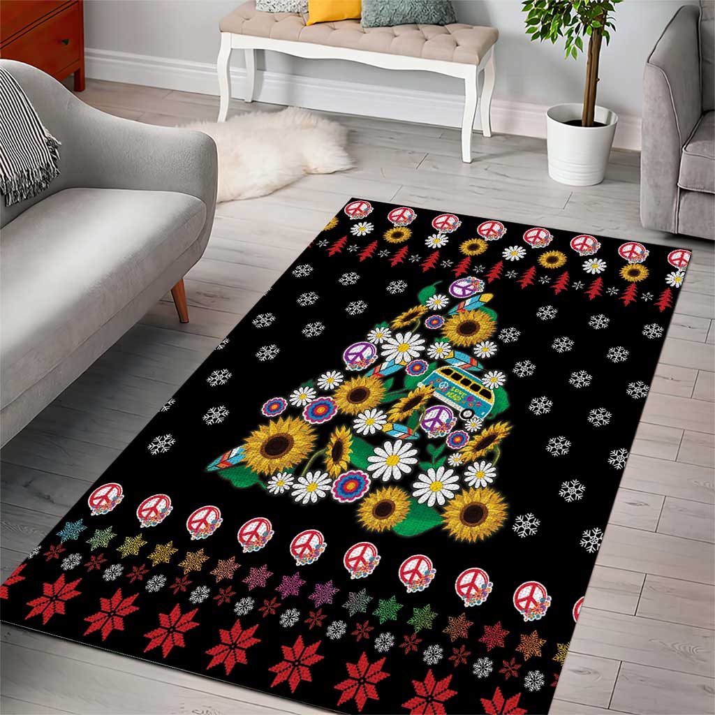 Hippie Xmas Area Rug Hippie Flower Christmas Tree - Wonder Print Shop