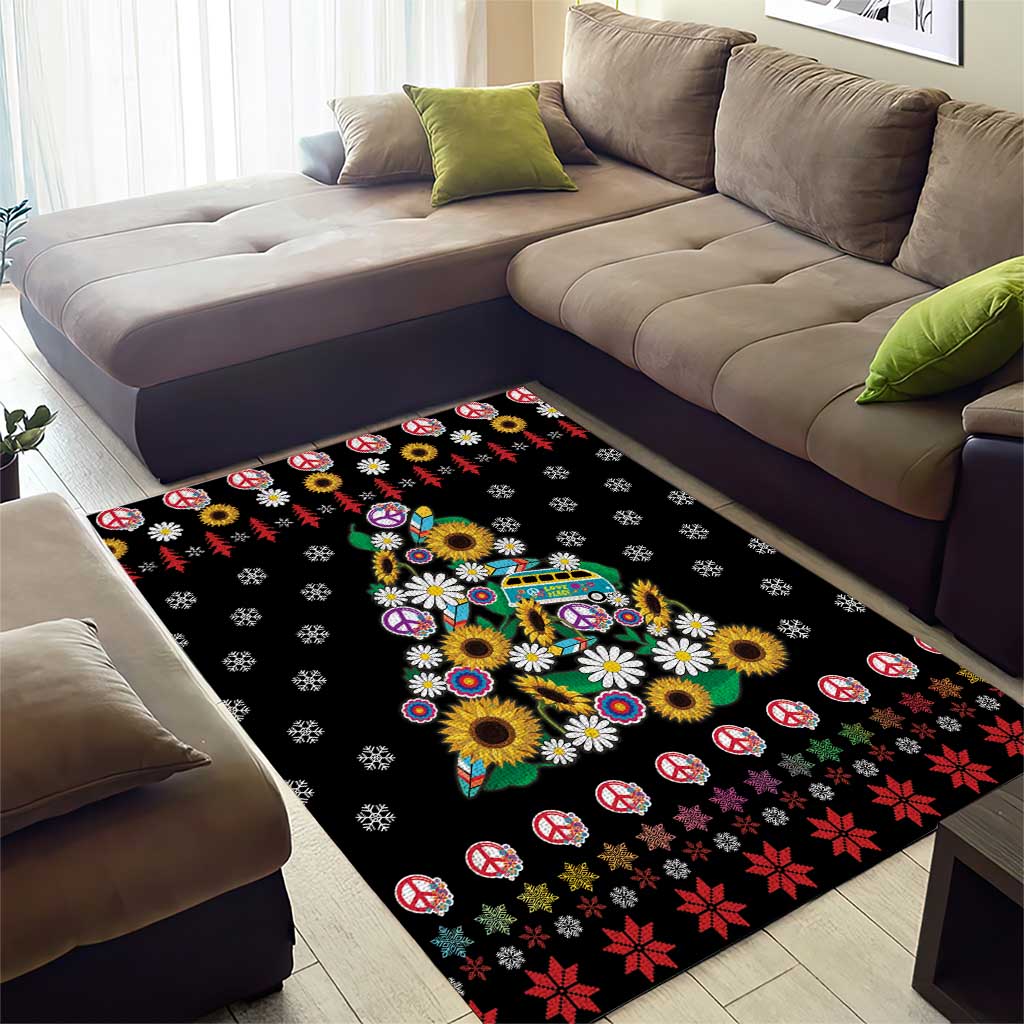 Hippie Xmas Area Rug Hippie Flower Christmas Tree - Wonder Print Shop