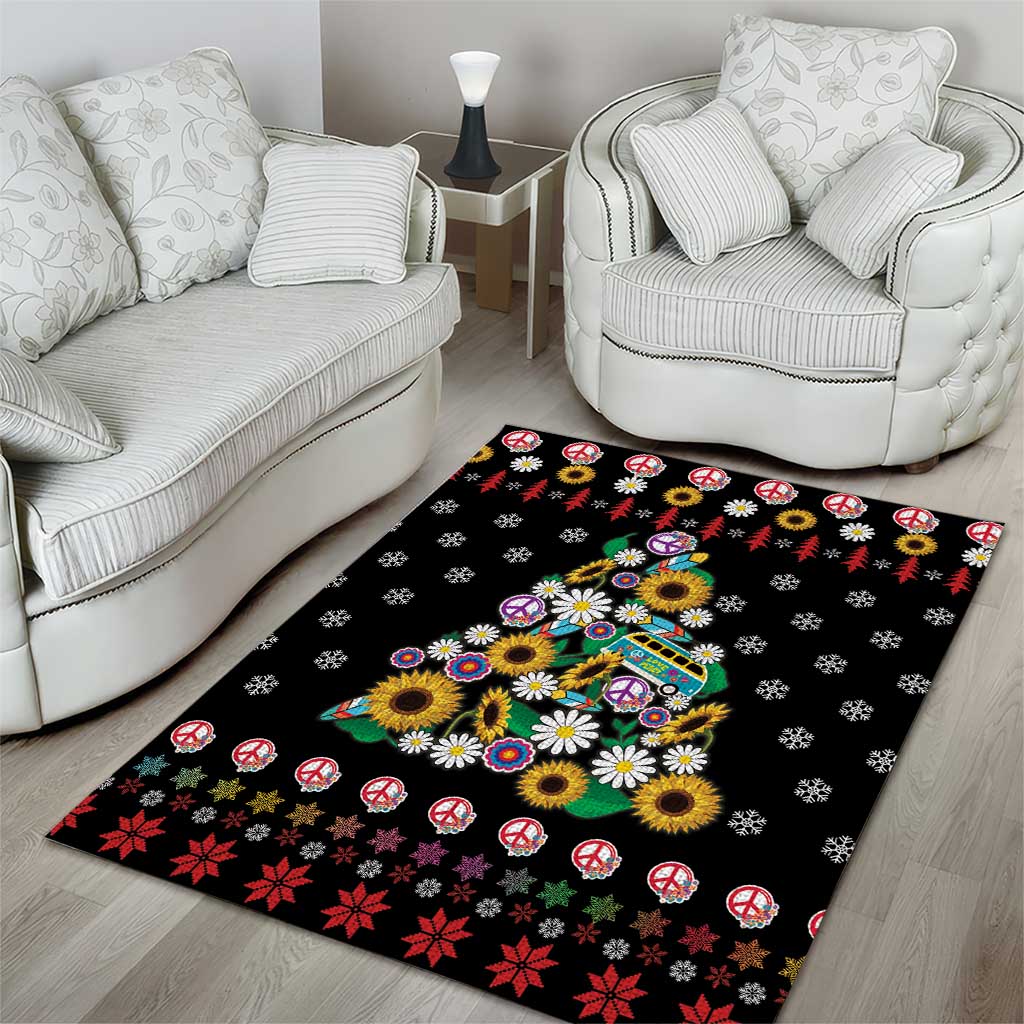 Hippie Xmas Area Rug Hippie Flower Christmas Tree - Wonder Print Shop