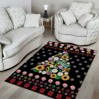 Hippie Xmas Area Rug Hippie Flower Christmas Tree - Wonder Print Shop