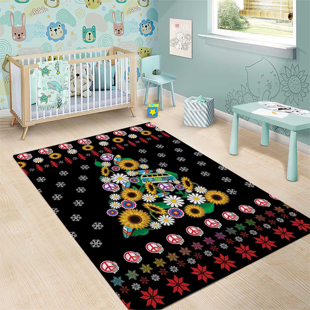 Hippie Xmas Area Rug Hippie Flower Christmas Tree - Wonder Print Shop