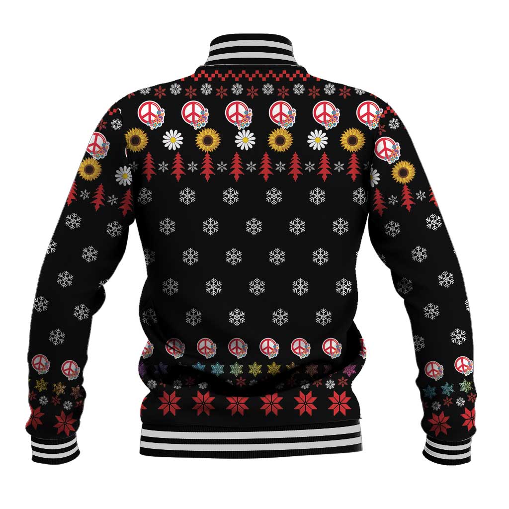 Hippie Xmas Baseball Jacket Hippie Flower Christmas Tree - Wonder Print Shop