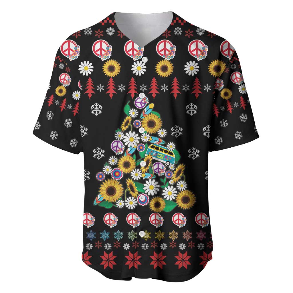 Hippie Xmas Baseball Jersey Hippie Flower Christmas Tree - Wonder Print Shop