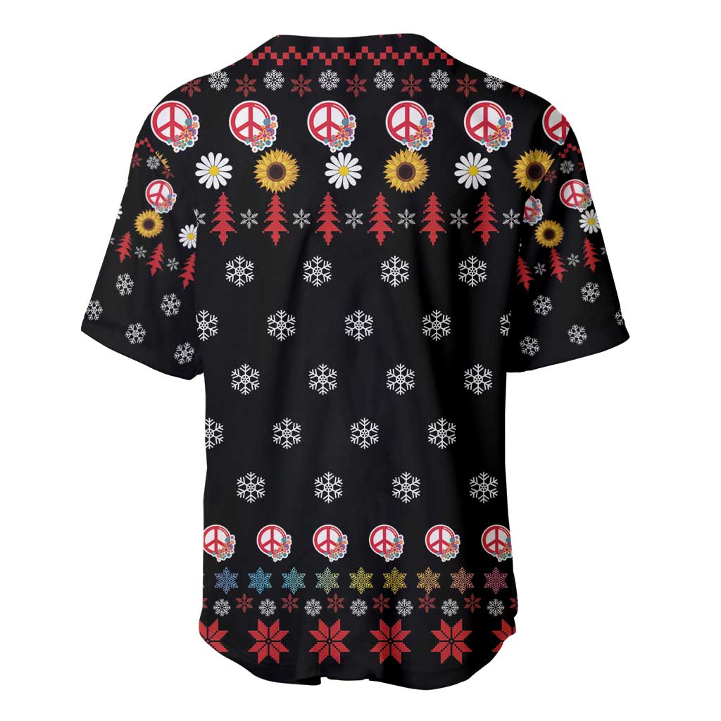 Hippie Xmas Baseball Jersey Hippie Flower Christmas Tree - Wonder Print Shop