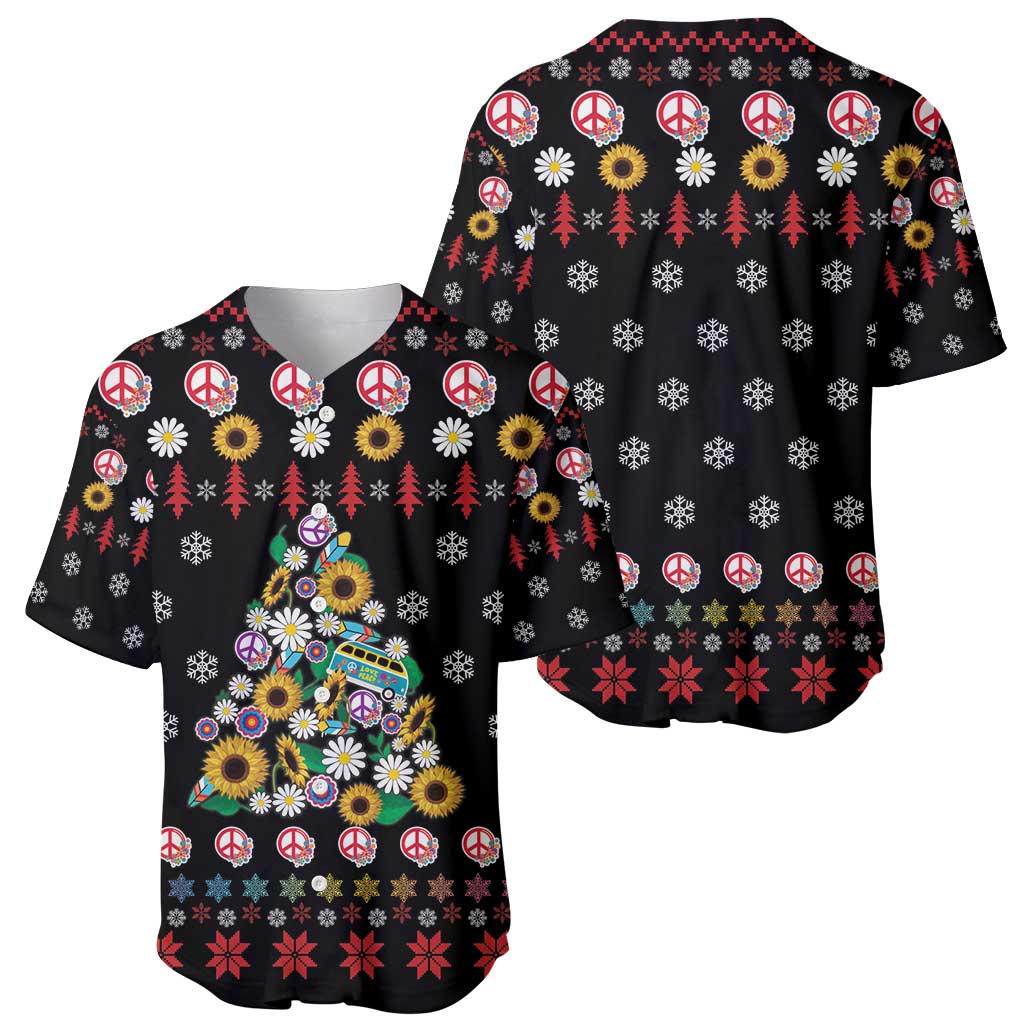 Hippie Xmas Baseball Jersey Hippie Flower Christmas Tree - Wonder Print Shop