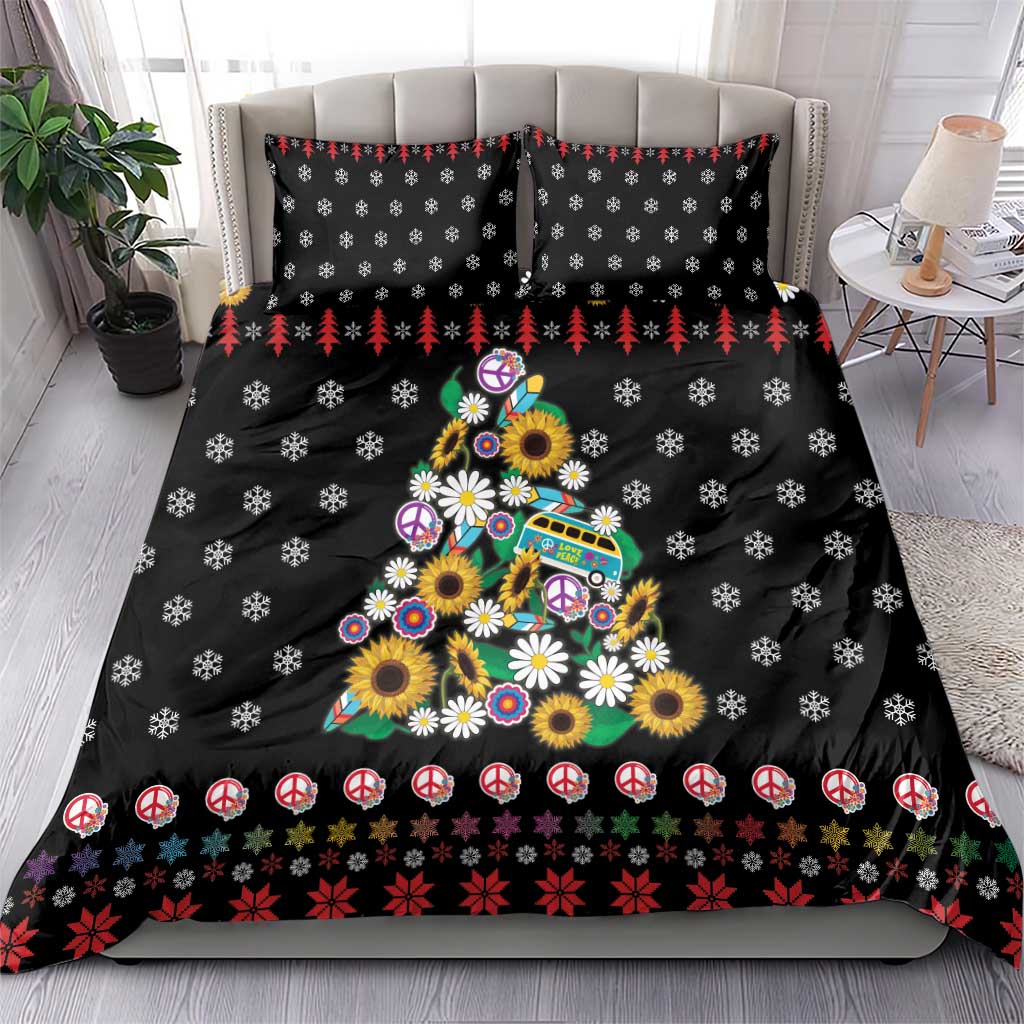 Hippie Xmas Bedding Set Hippie Flower Christmas Tree - Wonder Print Shop