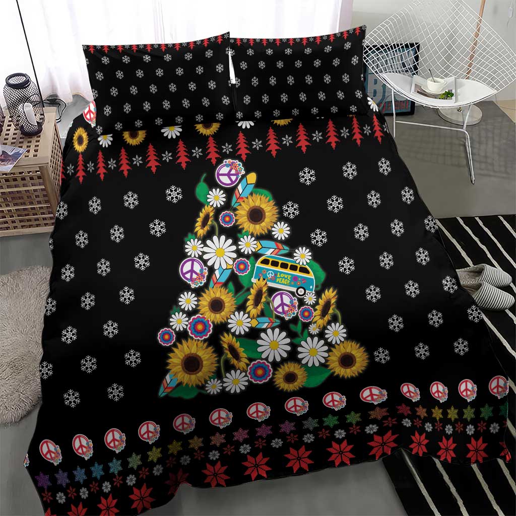 Hippie Xmas Bedding Set Hippie Flower Christmas Tree - Wonder Print Shop