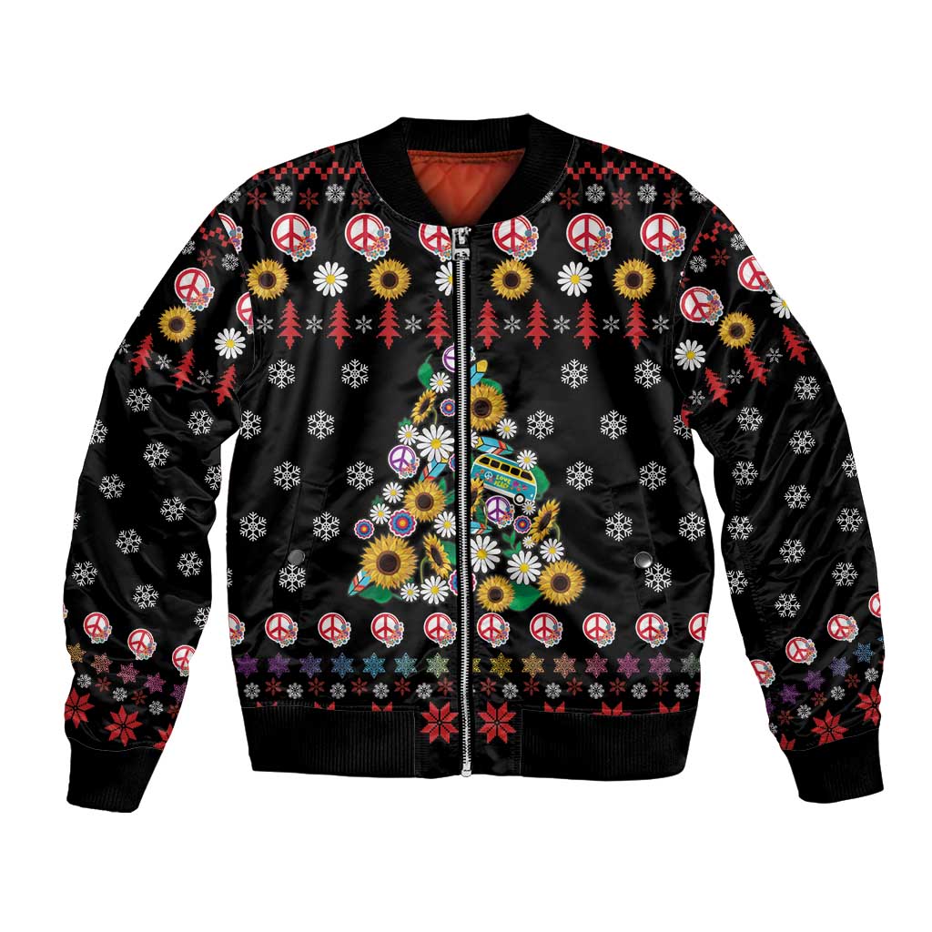 Hippie Xmas Bomber Jacket Hippie Flower Christmas Tree - Wonder Print Shop