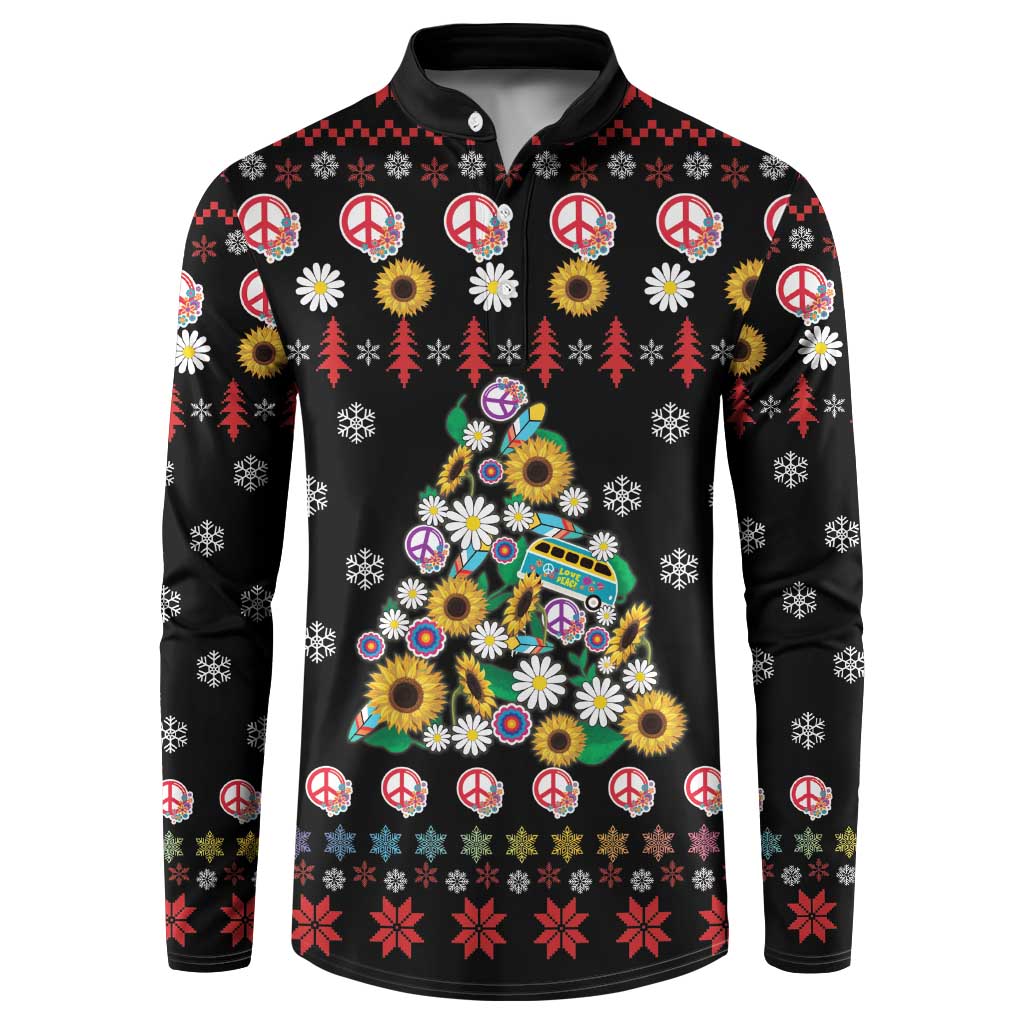 Hippie Xmas Button Sweatshirt Hippie Flower Christmas Tree - Wonder Print Shop