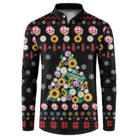 Hippie Xmas Button Sweatshirt Hippie Flower Christmas Tree - Wonder Print Shop