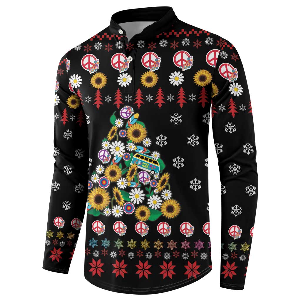 Hippie Xmas Button Sweatshirt Hippie Flower Christmas Tree - Wonder Print Shop