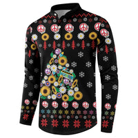 Hippie Xmas Button Sweatshirt Hippie Flower Christmas Tree - Wonder Print Shop