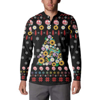Hippie Xmas Button Sweatshirt Hippie Flower Christmas Tree - Wonder Print Shop