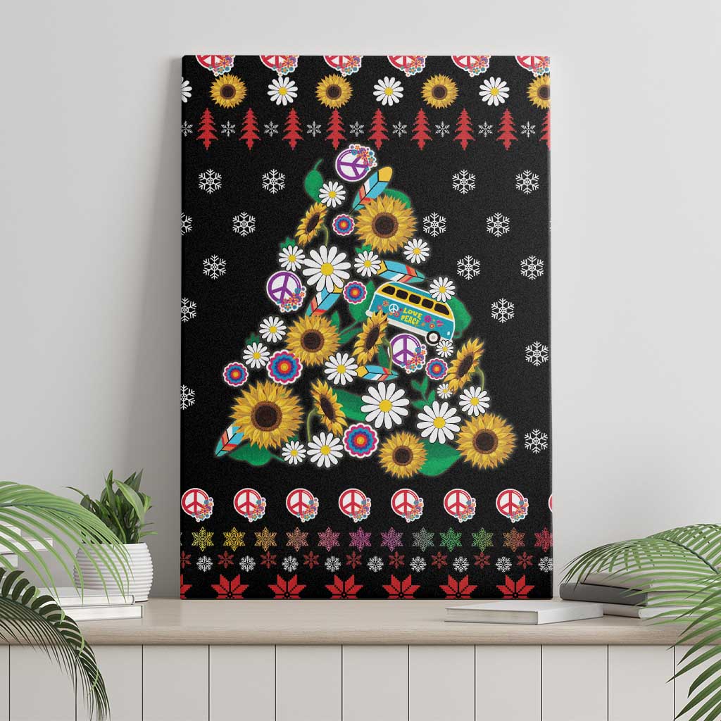 Hippie Xmas Canvas Wall Art Hippie Flower Christmas Tree - Wonder Print Shop