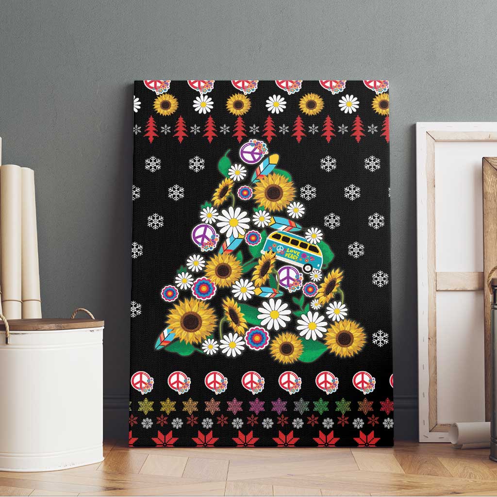 Hippie Xmas Canvas Wall Art Hippie Flower Christmas Tree - Wonder Print Shop