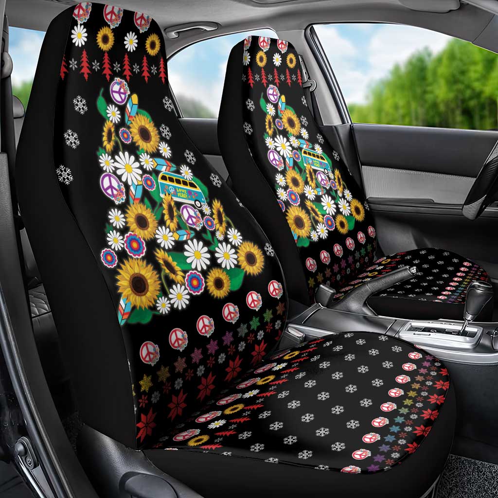 Hippie Xmas Car Seat Cover Hippie Flower Christmas Tree - Wonder Print Shop