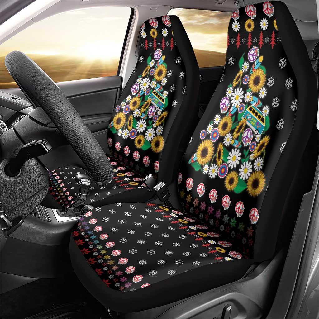 Hippie Xmas Car Seat Cover Hippie Flower Christmas Tree - Wonder Print Shop