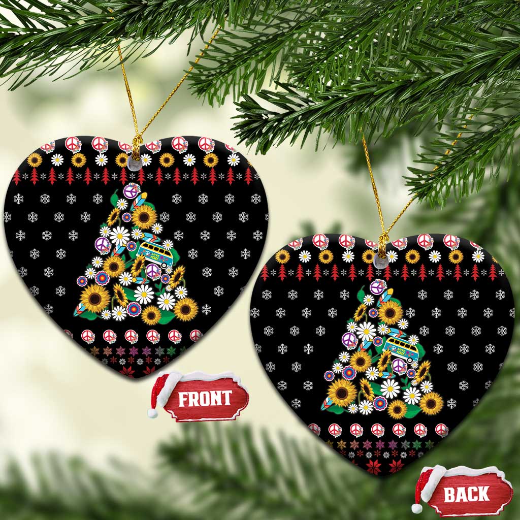Hippie Xmas Ceramic Ornament Hippie Flower Christmas Tree - Wonder Print Shop