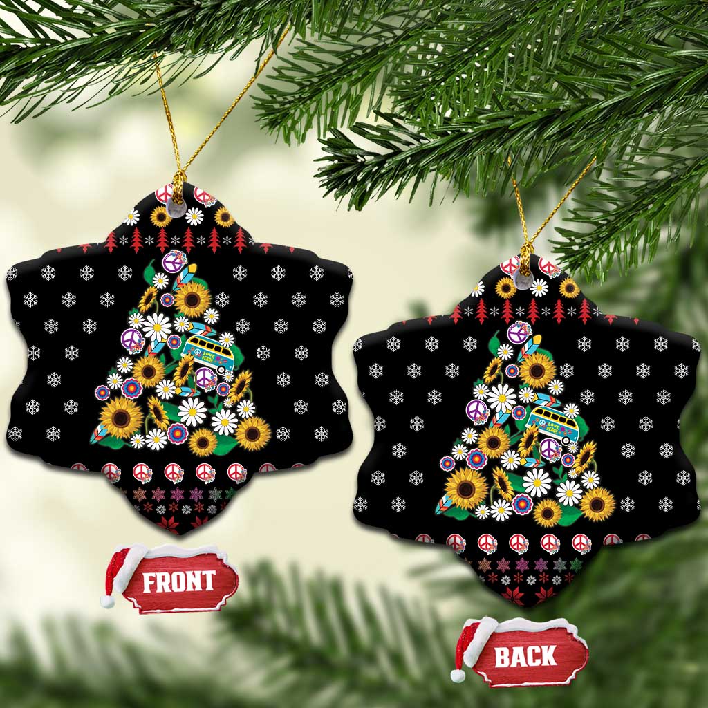 Hippie Xmas Ceramic Ornament Hippie Flower Christmas Tree - Wonder Print Shop