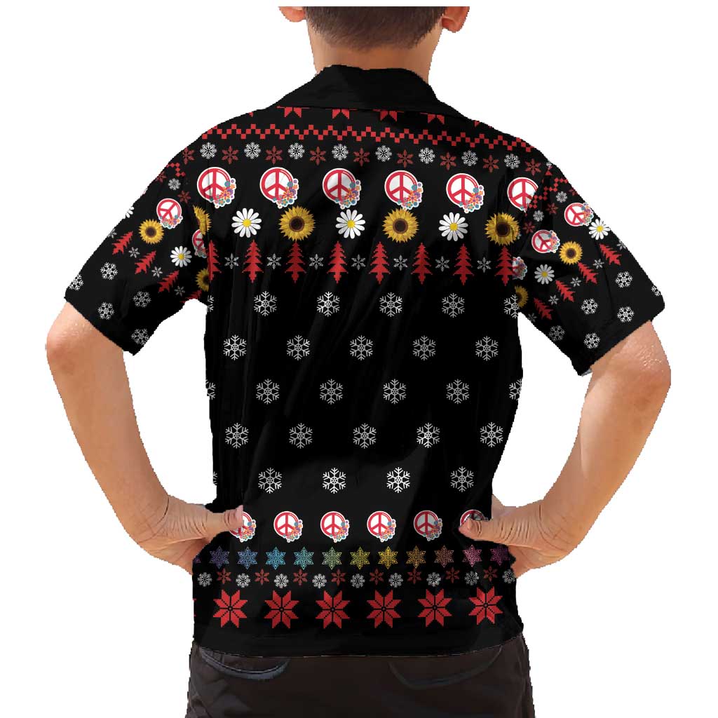 Hippie Xmas Family Matching Mermaid Dress and Hawaiian Shirt Hippie Flower Christmas Tree - Wonder Print Shop