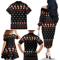 Hippie Xmas Family Matching Off The Shoulder Long Sleeve Dress and Hawaiian Shirt Hippie Flower Christmas Tree - Wonder Print Shop