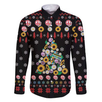 Hippie Xmas Family Matching Off Shoulder Maxi Dress and Hawaiian Shirt Hippie Flower Christmas Tree - Wonder Print Shop