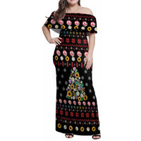Hippie Xmas Family Matching Off Shoulder Maxi Dress and Hawaiian Shirt Hippie Flower Christmas Tree - Wonder Print Shop
