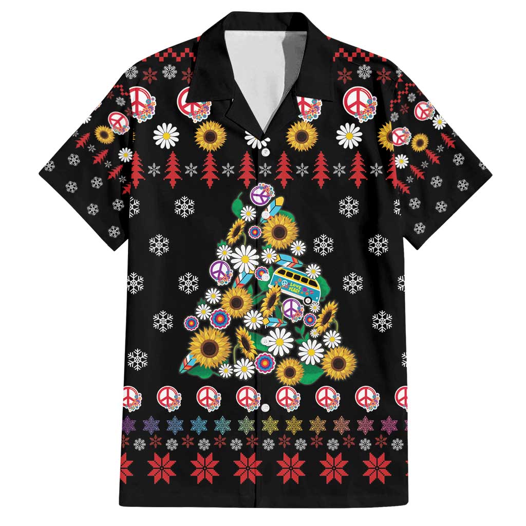 Hippie Xmas Family Matching Summer Maxi Dress and Hawaiian Shirt Hippie Flower Christmas Tree - Wonder Print Shop