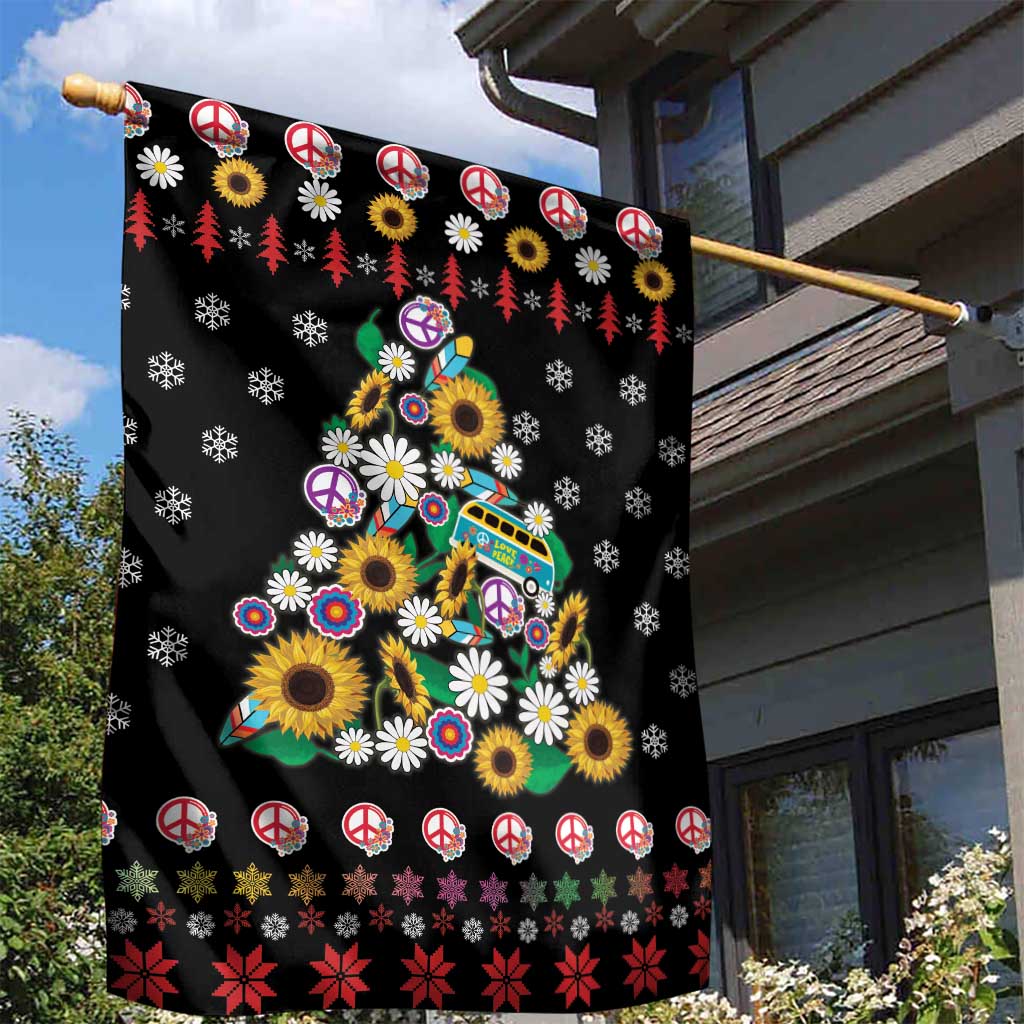 Hippie Xmas Garden Flag Hippie Flower Christmas Tree - Wonder Print Shop