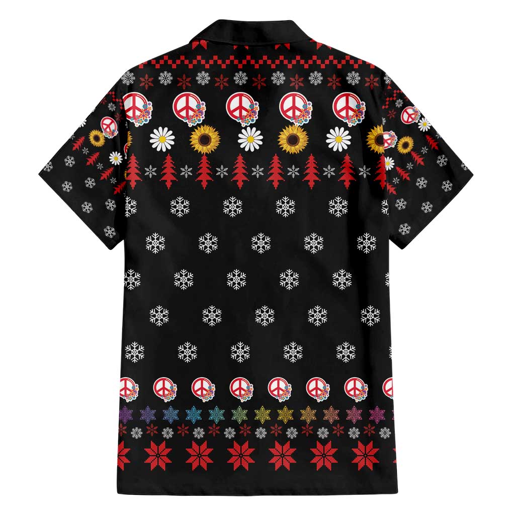 Hippie Xmas Hawaiian Shirt Hippie Flower Christmas Tree - Wonder Print Shop
