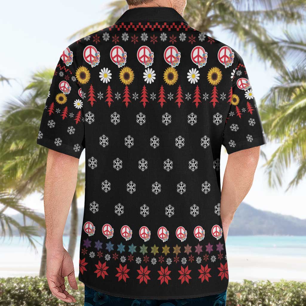 Hippie Xmas Hawaiian Shirt Hippie Flower Christmas Tree - Wonder Print Shop