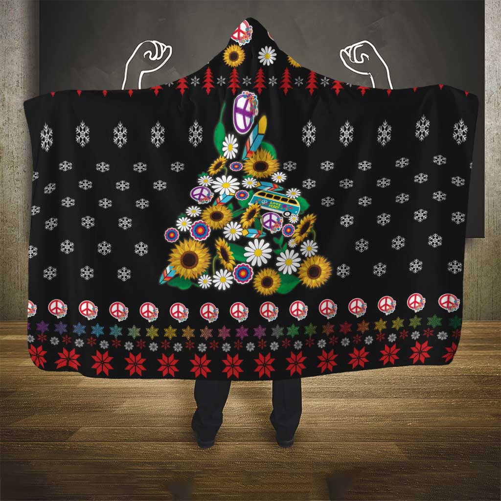 Hippie Xmas Hooded Blanket Hippie Flower Christmas Tree
