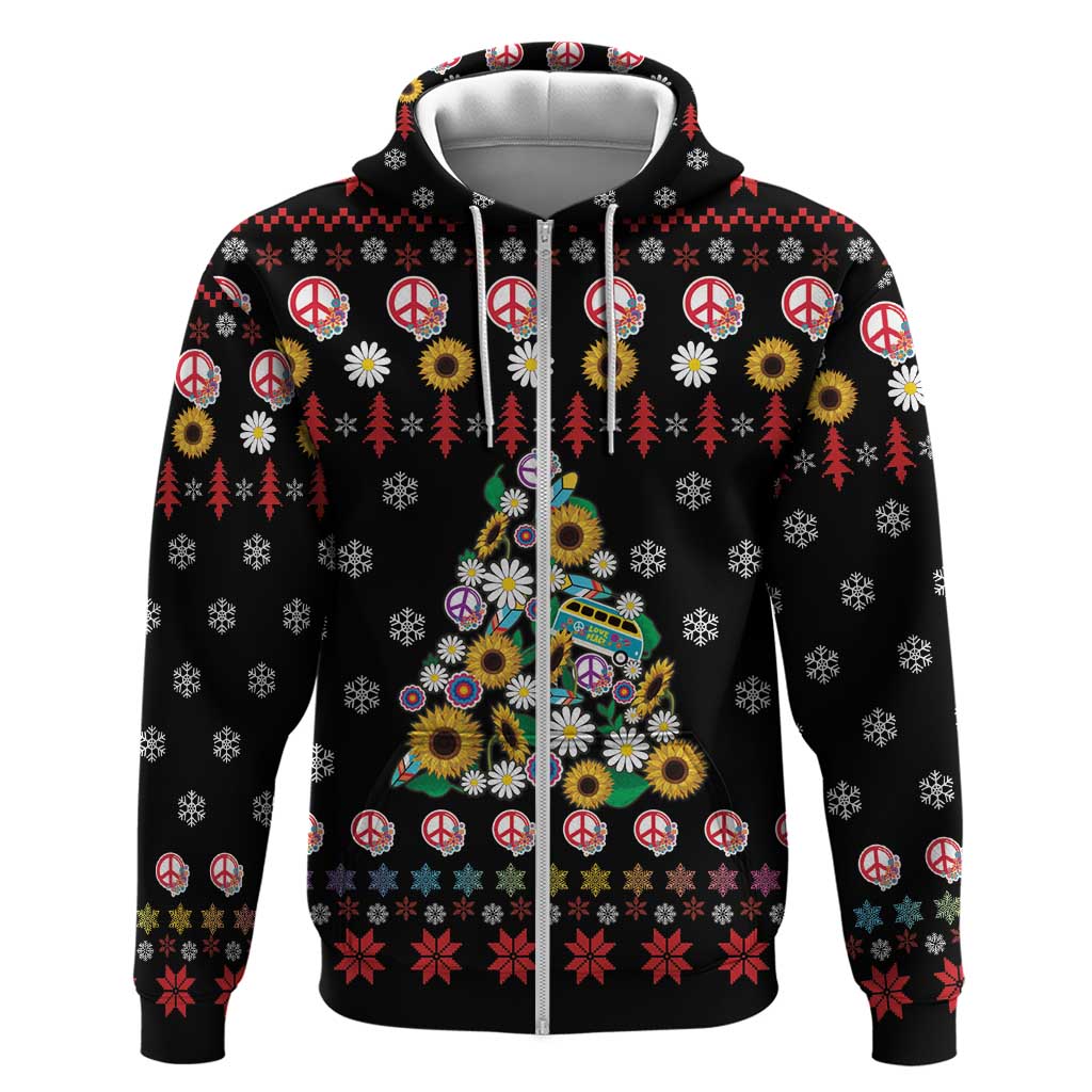 Hippie Xmas Hoodie Hippie Flower Christmas Tree - Wonder Print Shop