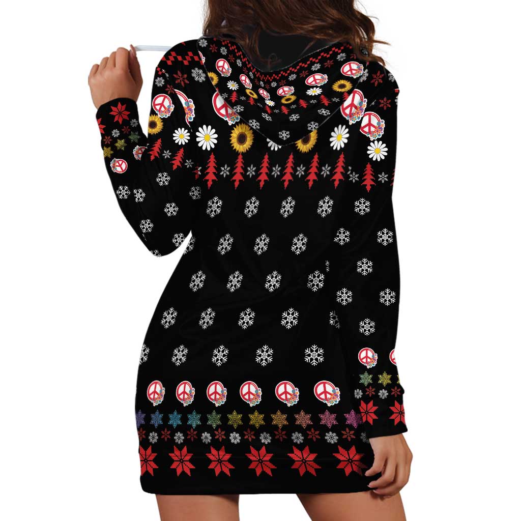 Hippie Xmas Hoodie Dress Hippie Flower Christmas Tree - Wonder Print Shop