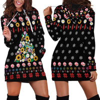 Hippie Xmas Hoodie Dress Hippie Flower Christmas Tree - Wonder Print Shop