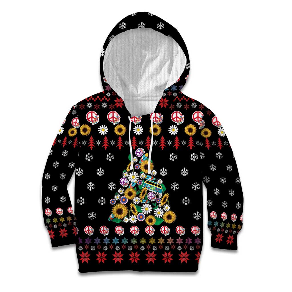 Hippie Xmas Kid Hoodie Hippie Flower Christmas Tree - Wonder Print Shop